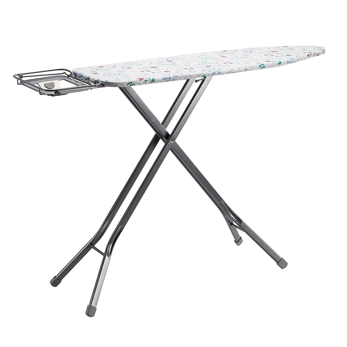 Amazon Basics tabla de planchar con compartimento de almacenamiento y soporte para plancha en forma de H, grande, 122 x 38 cm, gris, Geométrico