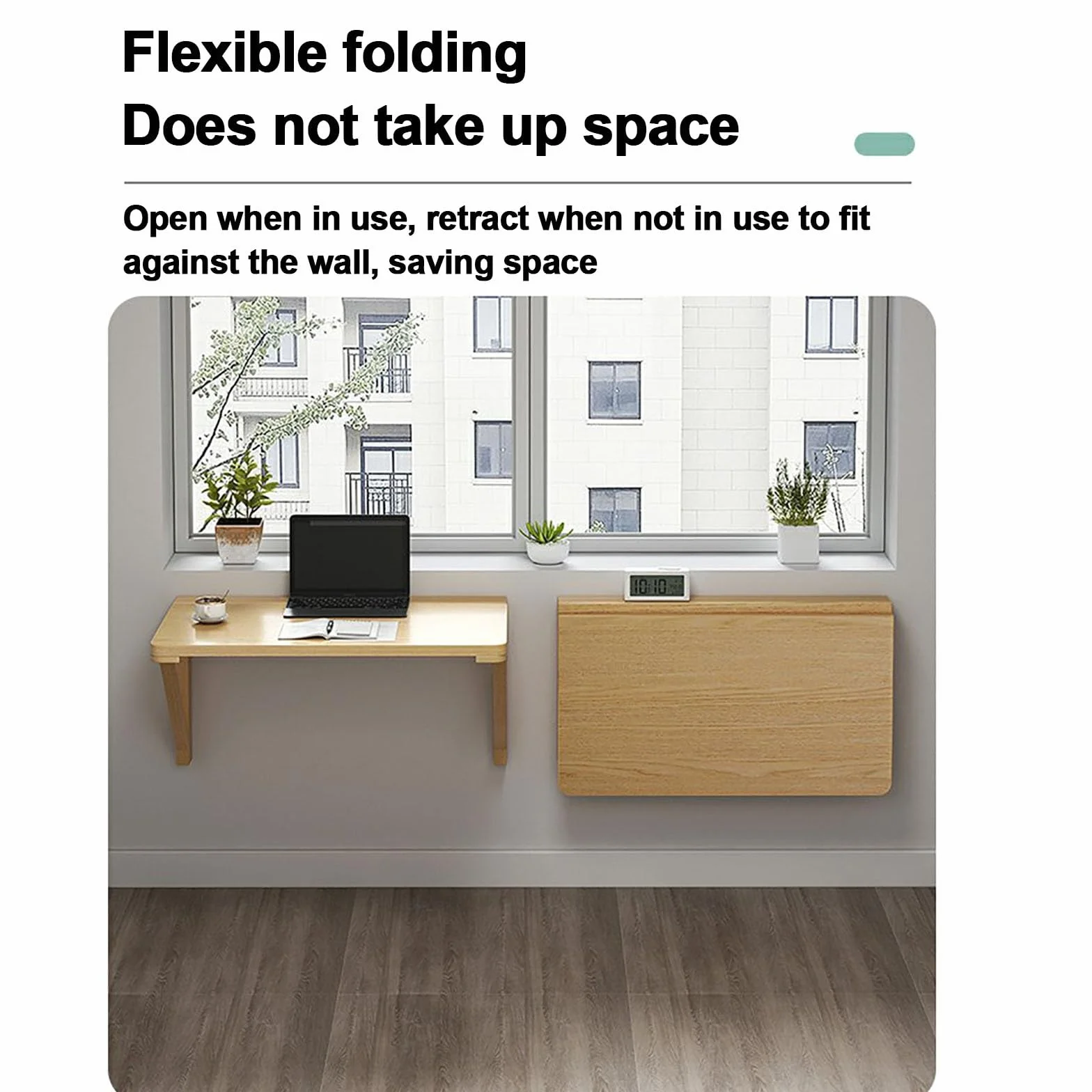 Pequeño espacio mesa abatible de pared，mesa de cocina pequeña，escritorio plegable pared madera maciza，Fuerte capacidad de carga, varios tamaños disponibles,para salas de estar, cocinas y dormitorios