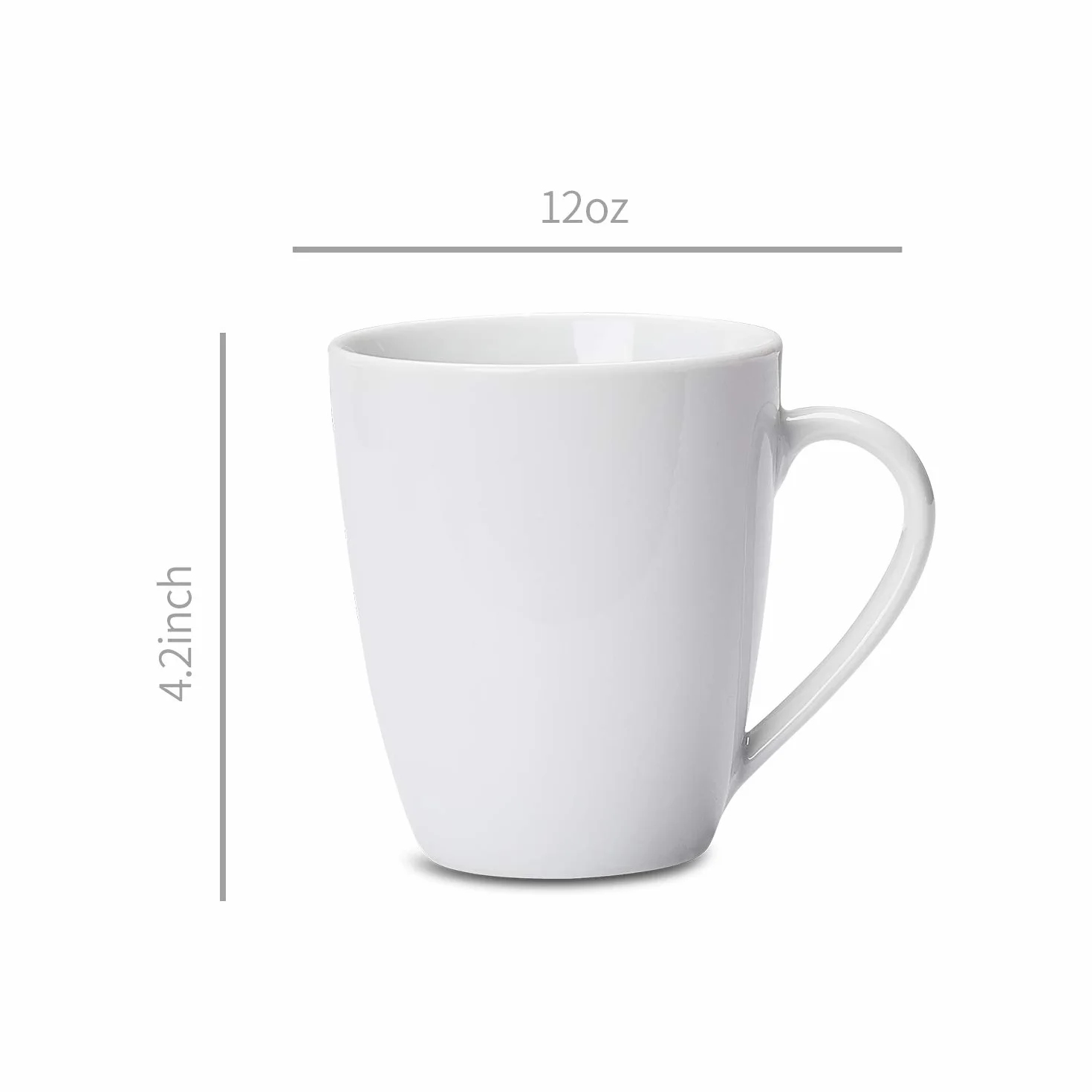 Amazon Basics tazas de café de porcelana, 12 unidad, 355 ml, Blanco.