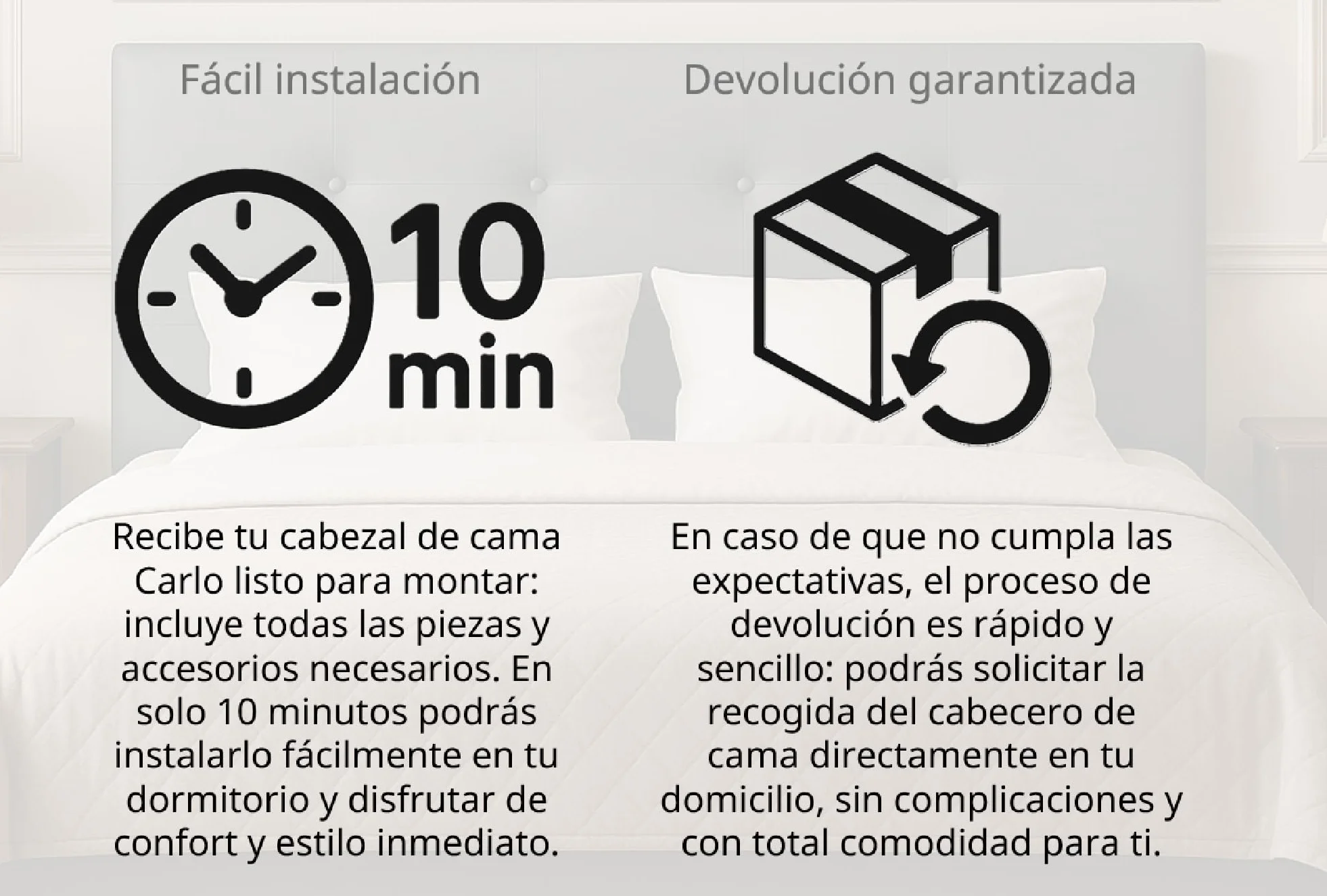 Silcar Home - Cabecero de Cama 135 Tejido Blanco Jep - Estructura de Madera, Tapizado en Polipiel Liso, Diseño Moderno, Fácil Instalación, Acolchado - Tela Blanco, 135 cm