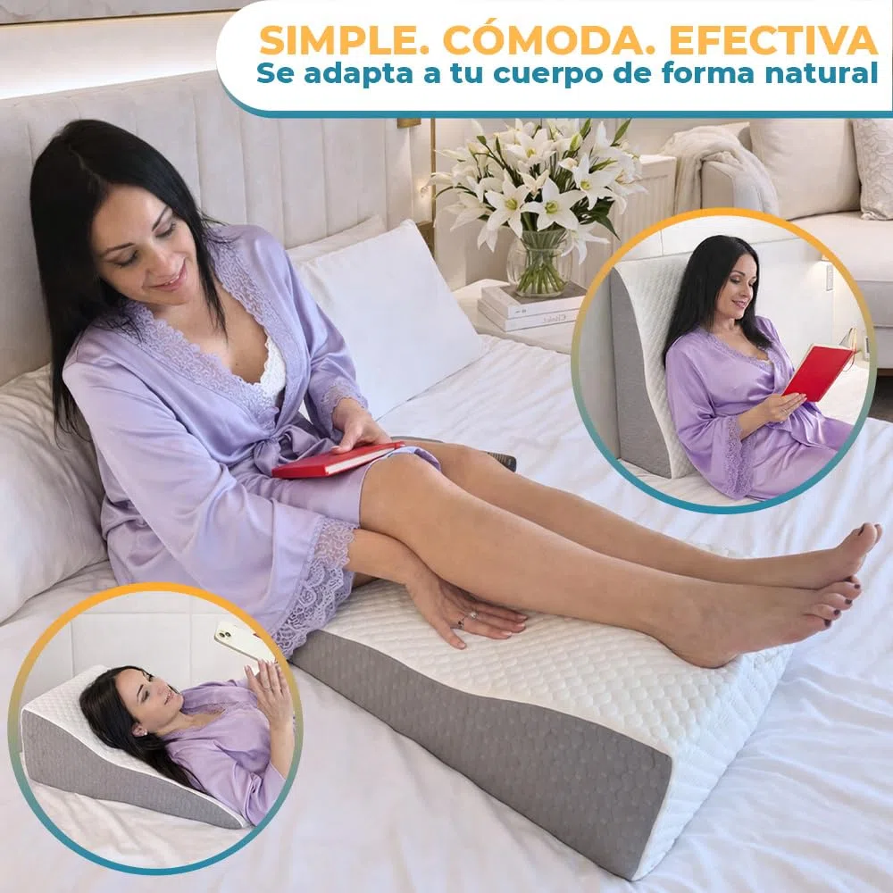 Ritalia COJÍN CUÑA PIERNAS Almohada ortopédica para elevar piernas | Cojín Elevador de piernas en Memory Foam | Funda Transpirable Lavable