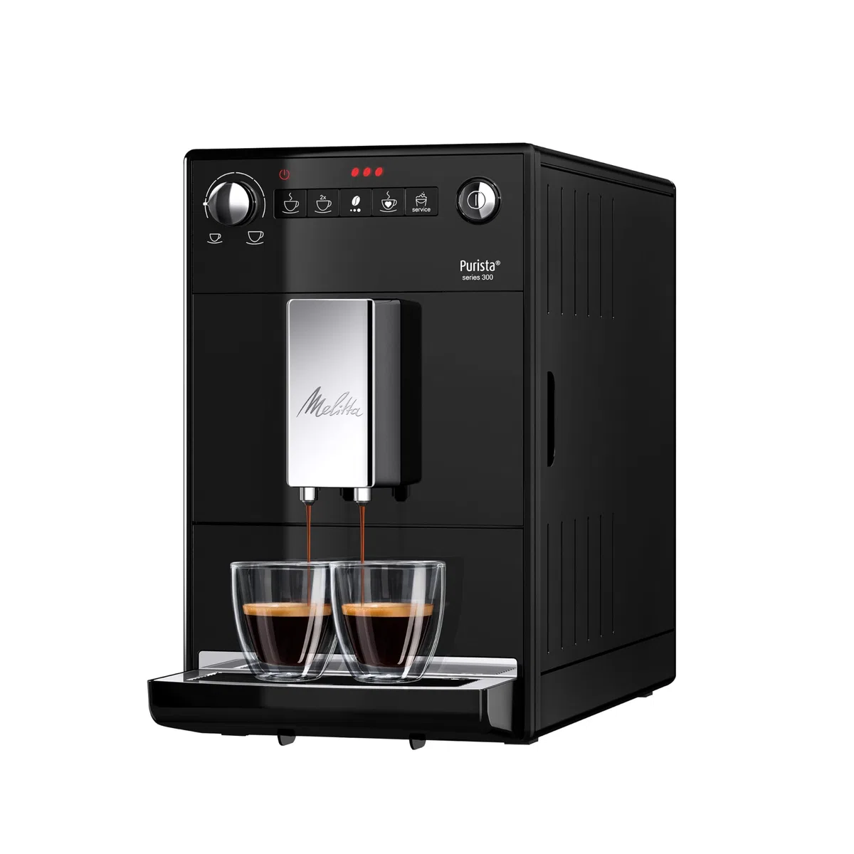Melitta Purista F230-102 - Cafetera superautomática compacta con molinillo silencioso, máquina de café con sistema de extracción de aroma, intensidad del café regulable y limpieza automática, negro
