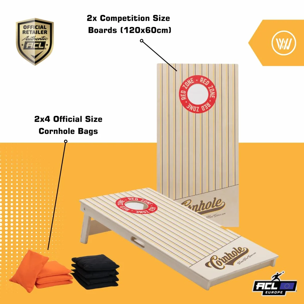 Juego de cornhole – 120 x 60 cm – Juego de agujeros ciegos – Wicked Wood – Juego de tablas con licencia oficial ACL – 2 x 4 bolsas de 450 gr – Cornhole Juego de Cornhole Outdoor