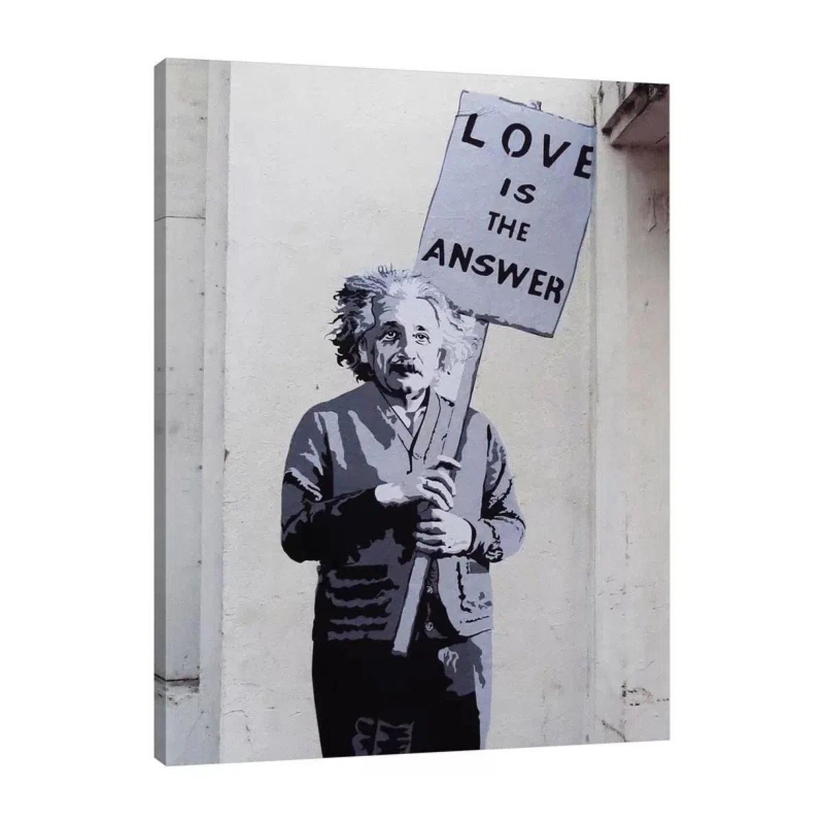 Einstein, Love Is The Answer II por Banksy Canvas Art Posters and Prints with Framed Farmhouse Wall Decor Murals 90x70cm Marco interno