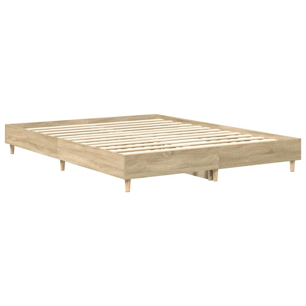 vidaXL Estructura de Cama sin colchón Madera Roble Sonoma 140x200 cm, Muebles de Dormitorio, Base de Cama, Cama Doble, Cama, armazón de Cama
