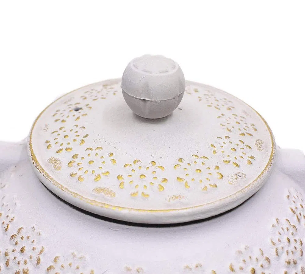Tetera de hierro fundido japonesa tetsubina con colador de té, 800 ml, color blanco