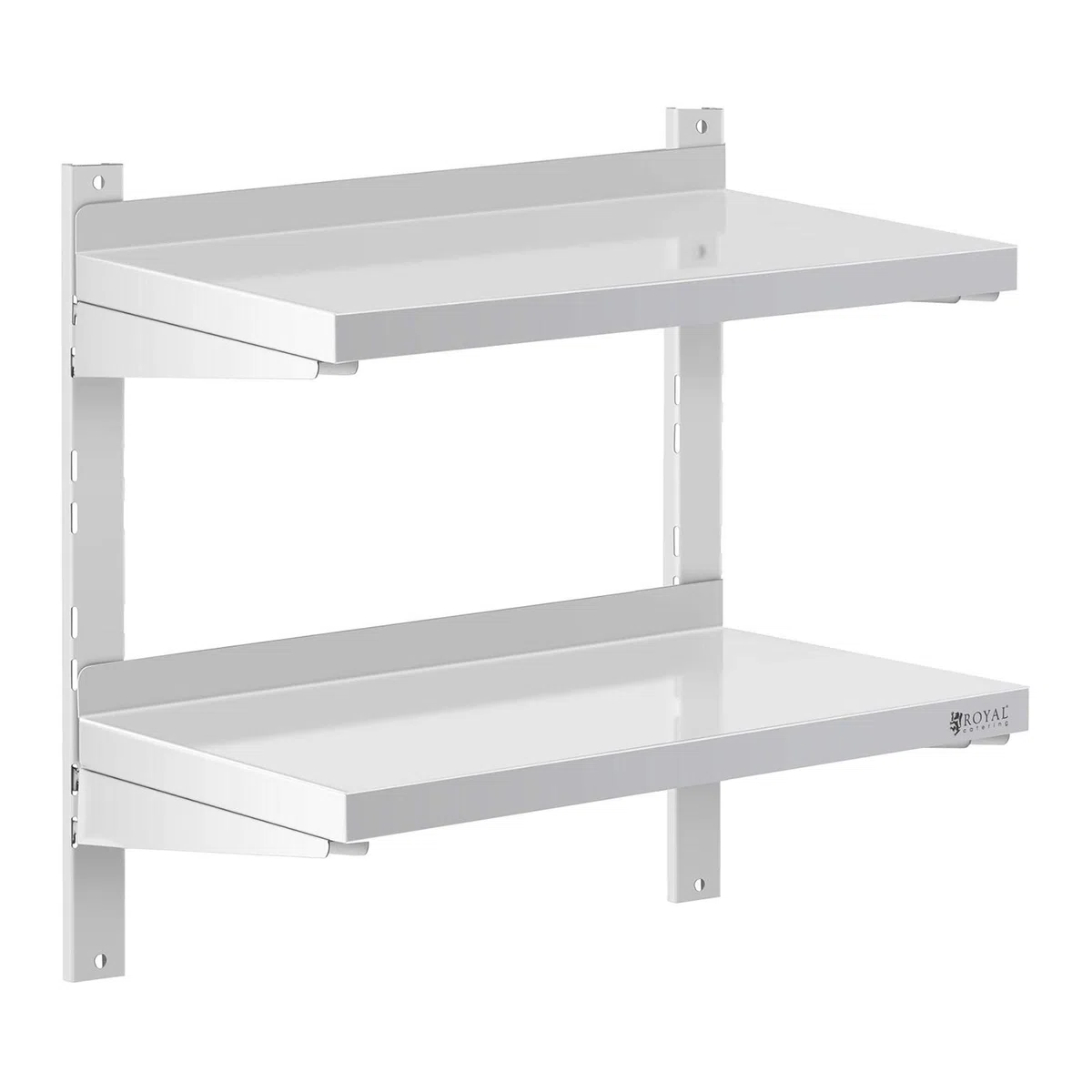 Royal Catering Estante De Pared Metálico Estantería para Cocina RCWR-600.4 (Capacidad: 40 kg, Acero Inoxidable, 2 Baldas, 30 x 60 cm)