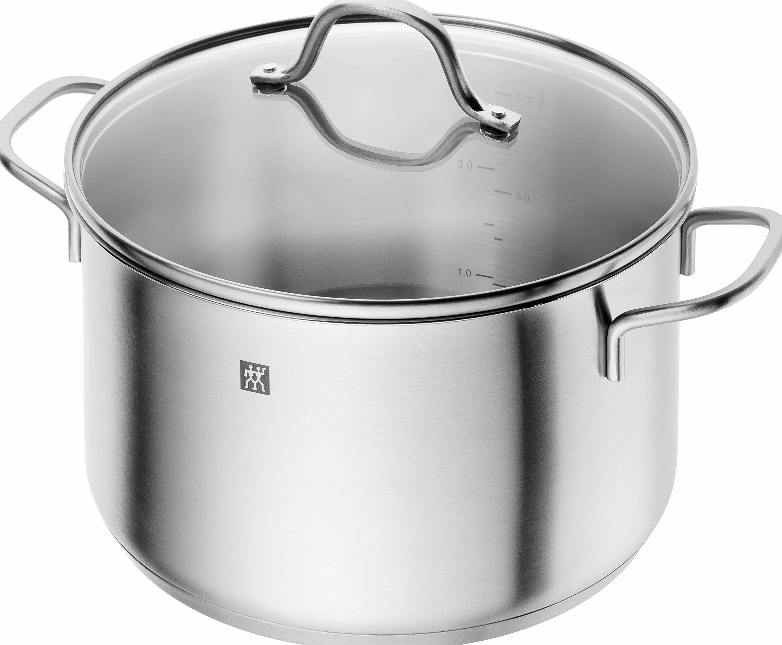 ZWILLING Flow batería de cocina, 5 piezas con tapa de vidrio, apta para inducción, sin revestimiento, acero inoxidable, plata