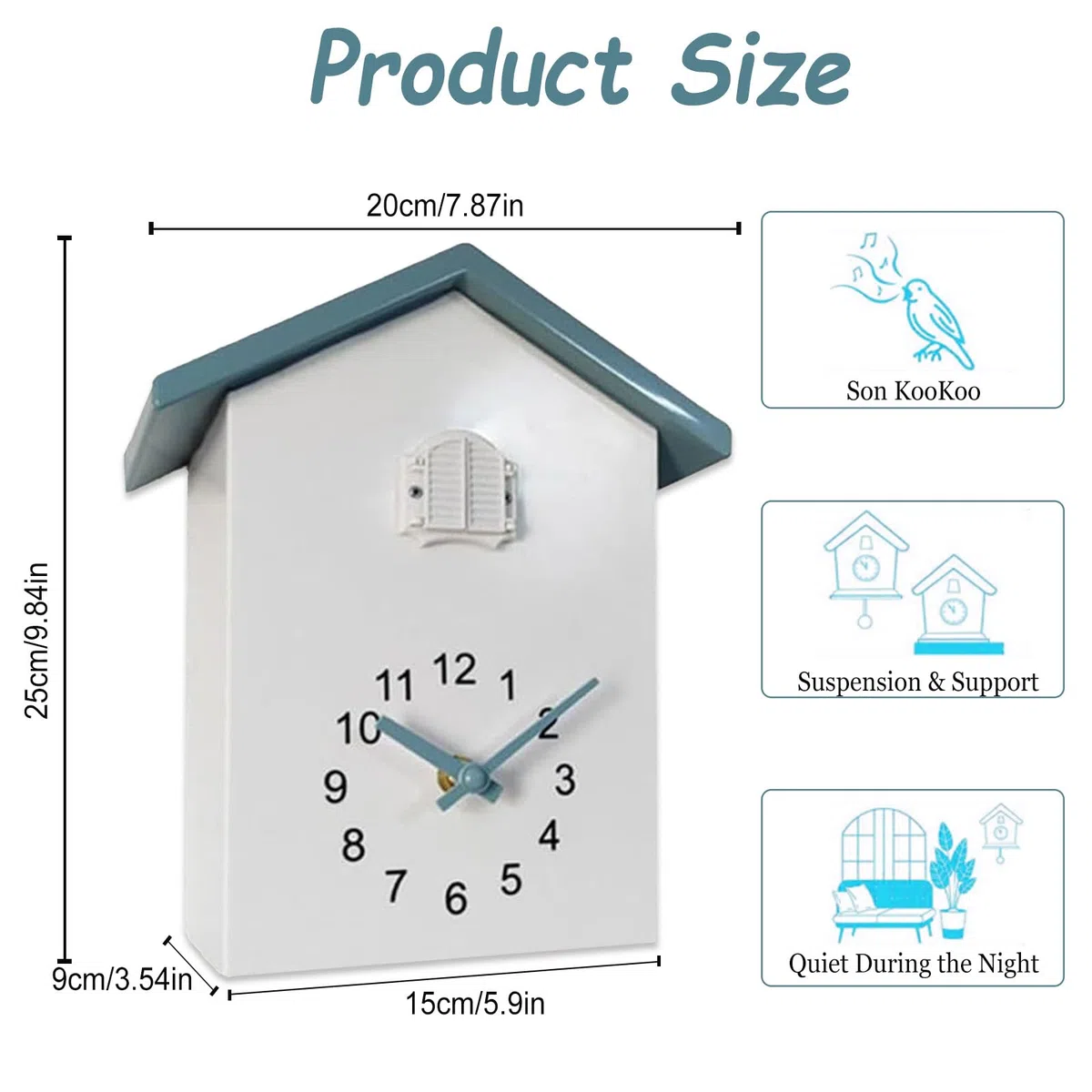 Reloj de cuco moderno, reloj de cuco de la Selva Negra con péndulo, reloj de cuco con voz de pájaro y función de silencio nocturno. Reloj de péndulo moderno para pared para el hogar, sala de