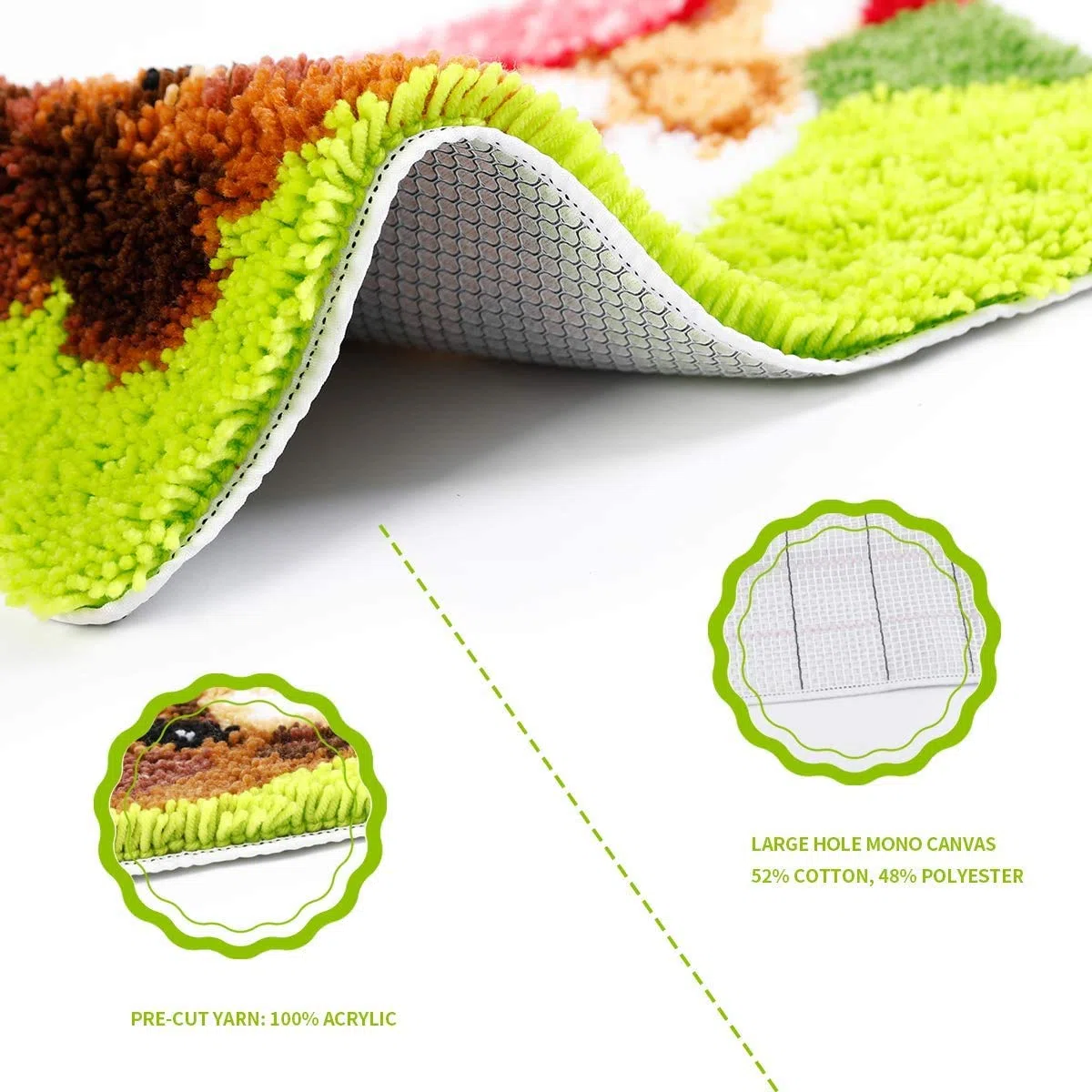 Kit de Gancho DIY Latch Hook kit Rug Making Crafts for Adults Regalos de Punto de Cruz Hechos a Mano de Felpa 50x38cm (Perro)