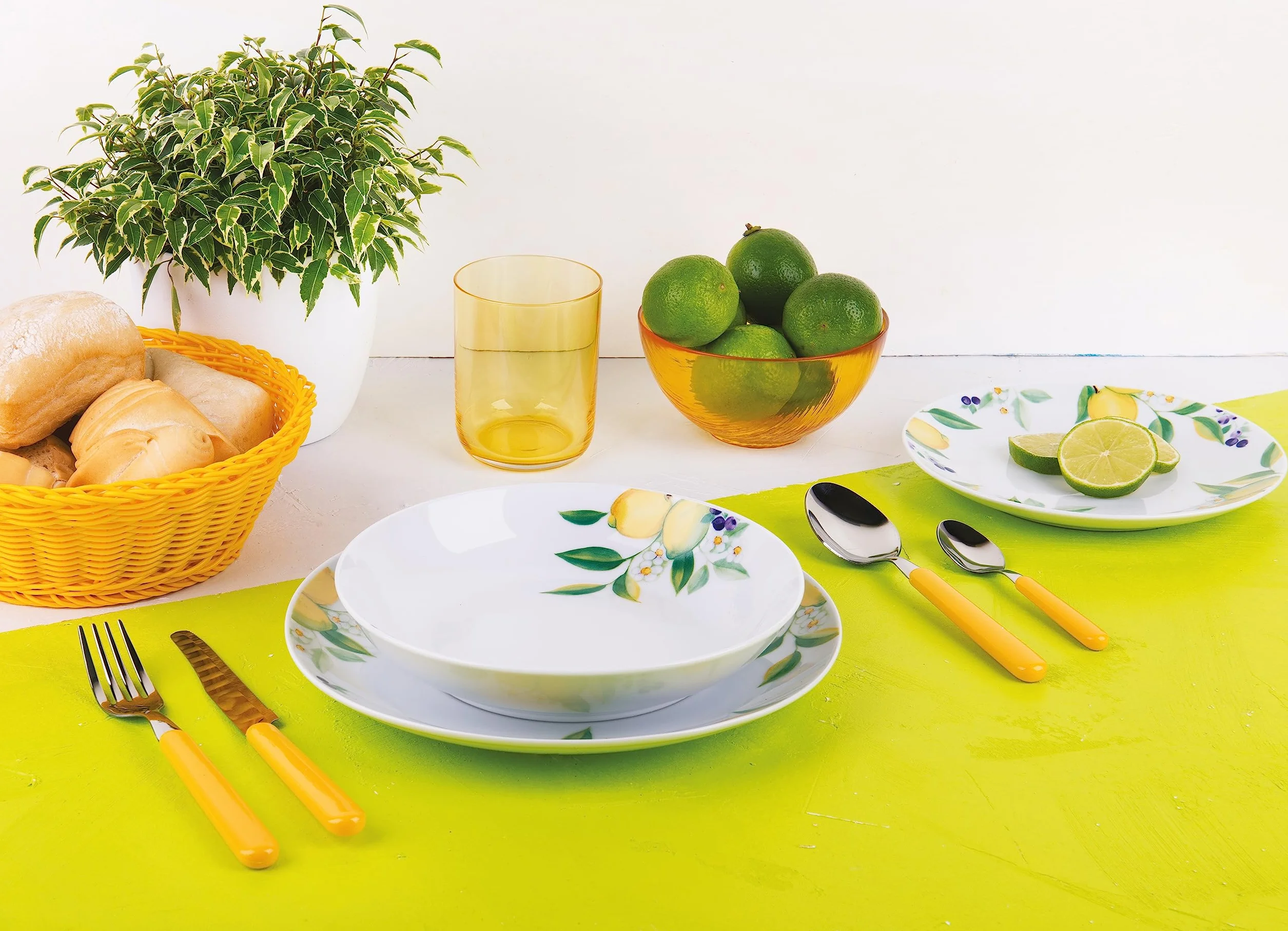 Brunch Time Set Vajilla 18 Uds. Lemon Blanco/Amarillo