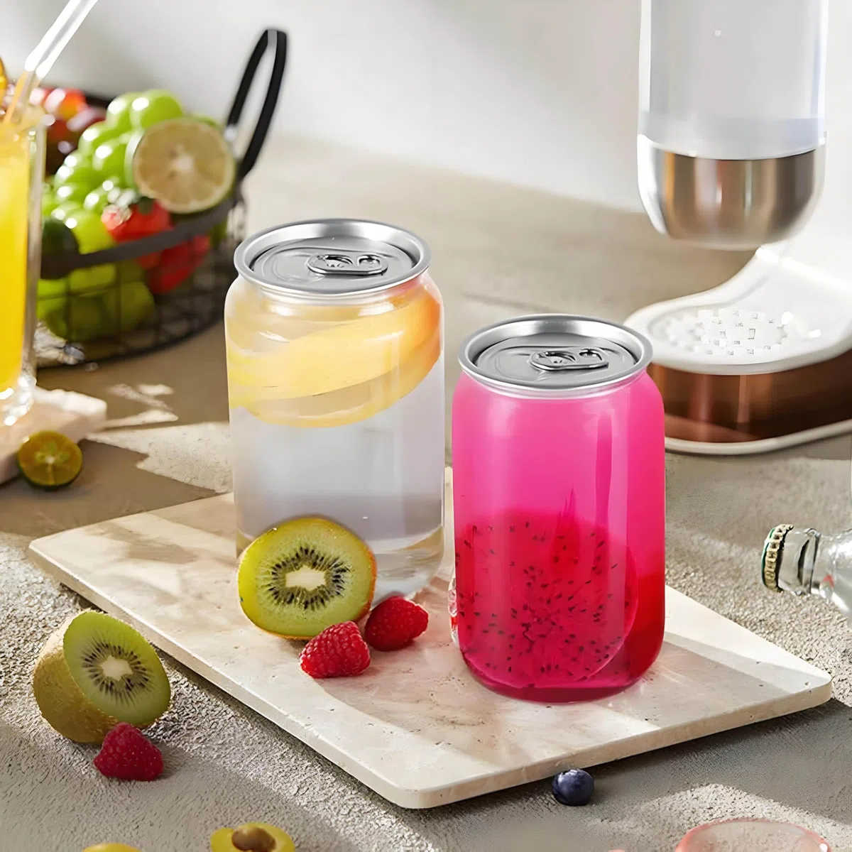 Vasos selladores de latas de plástico desechables con tapas de aluminio para botellas de bebidas, compatibles con máquina de sellado de latas