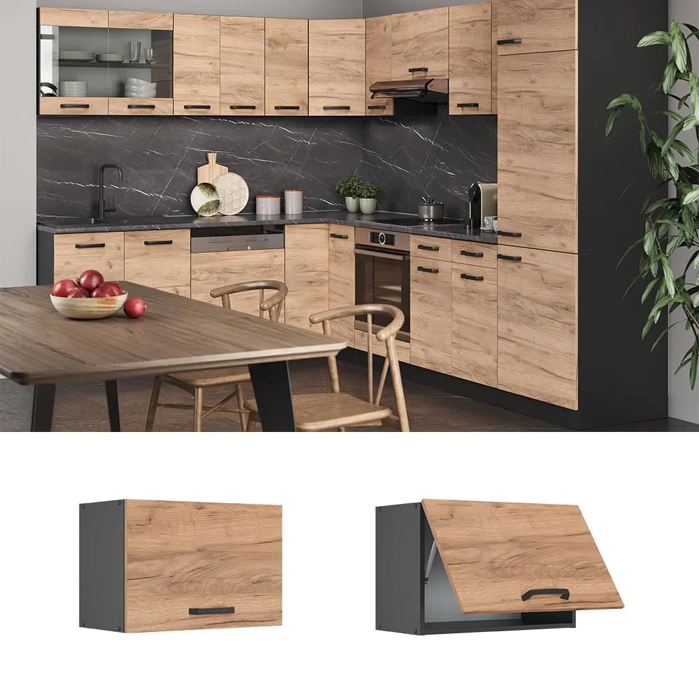 Vicco Armario Colgante R-Line, Roble Dorado, 60 cm Plano, para combinación Libre Dentro de Sistemas de Cocina modulares