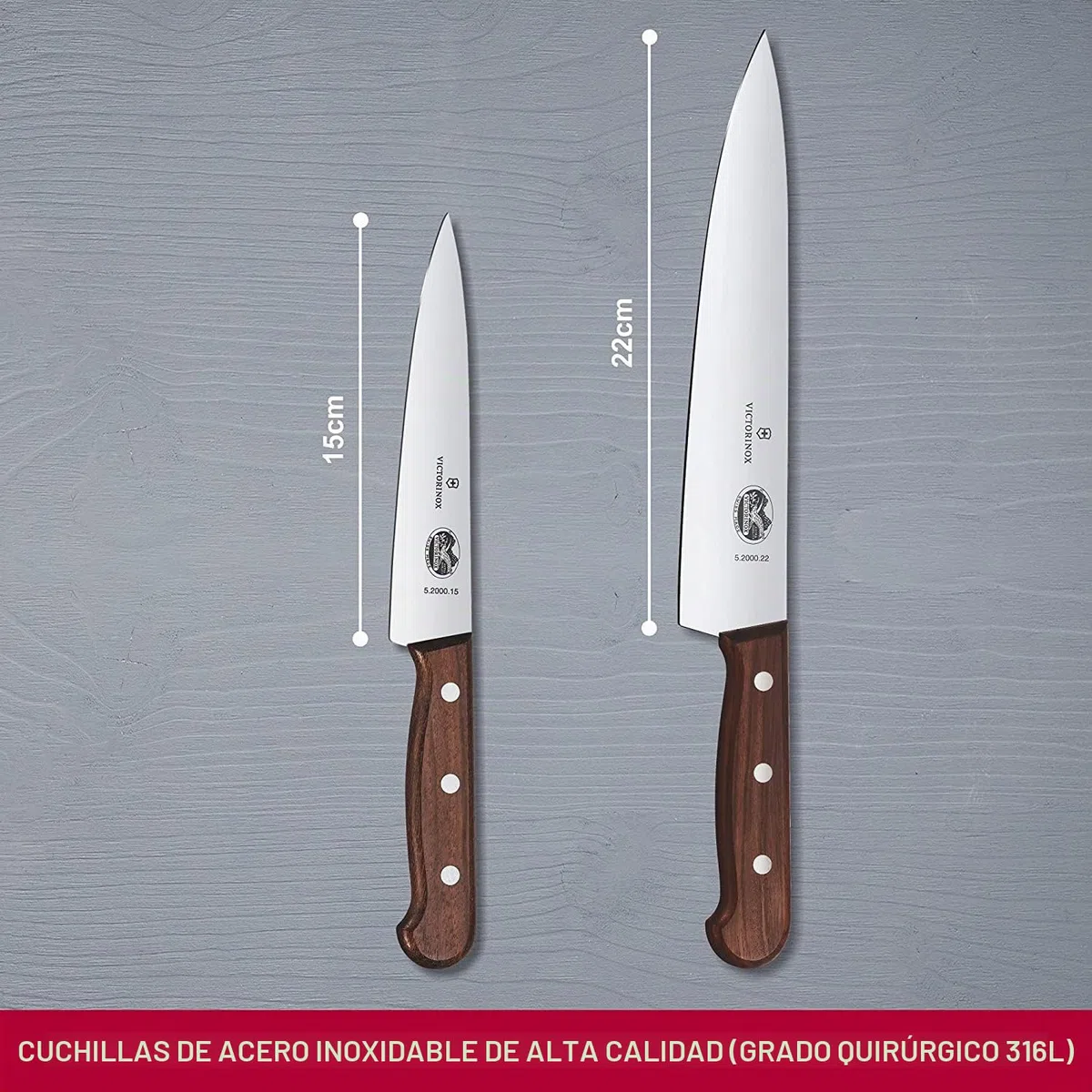 Victorinox Juego de 2 Piezas de Palisandro en Caja de Regalo, Acero Inoxidable, marrón, 30 x 5 x 5 cm