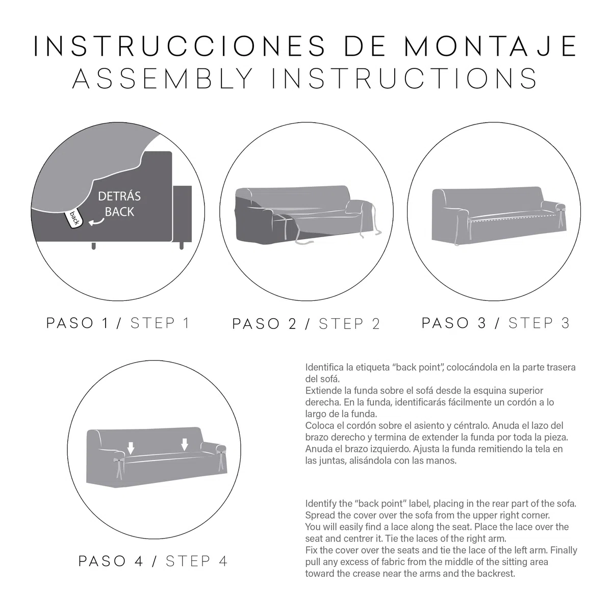 Eysa Levante Funda de sofá 3 plazas con lazos, para sofás de 170cm a 230 cm orientativamente ( unos 150 cm de sentada ), Beige