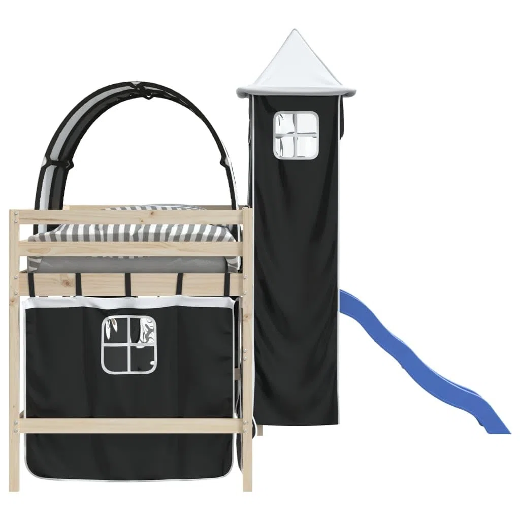 Genérico Cortinas para Cama Alta con túnel y Torre y Negro Mobiliario, Camas y Accesorios, Accesorios para Camas y somieres Negro 3,26 kg