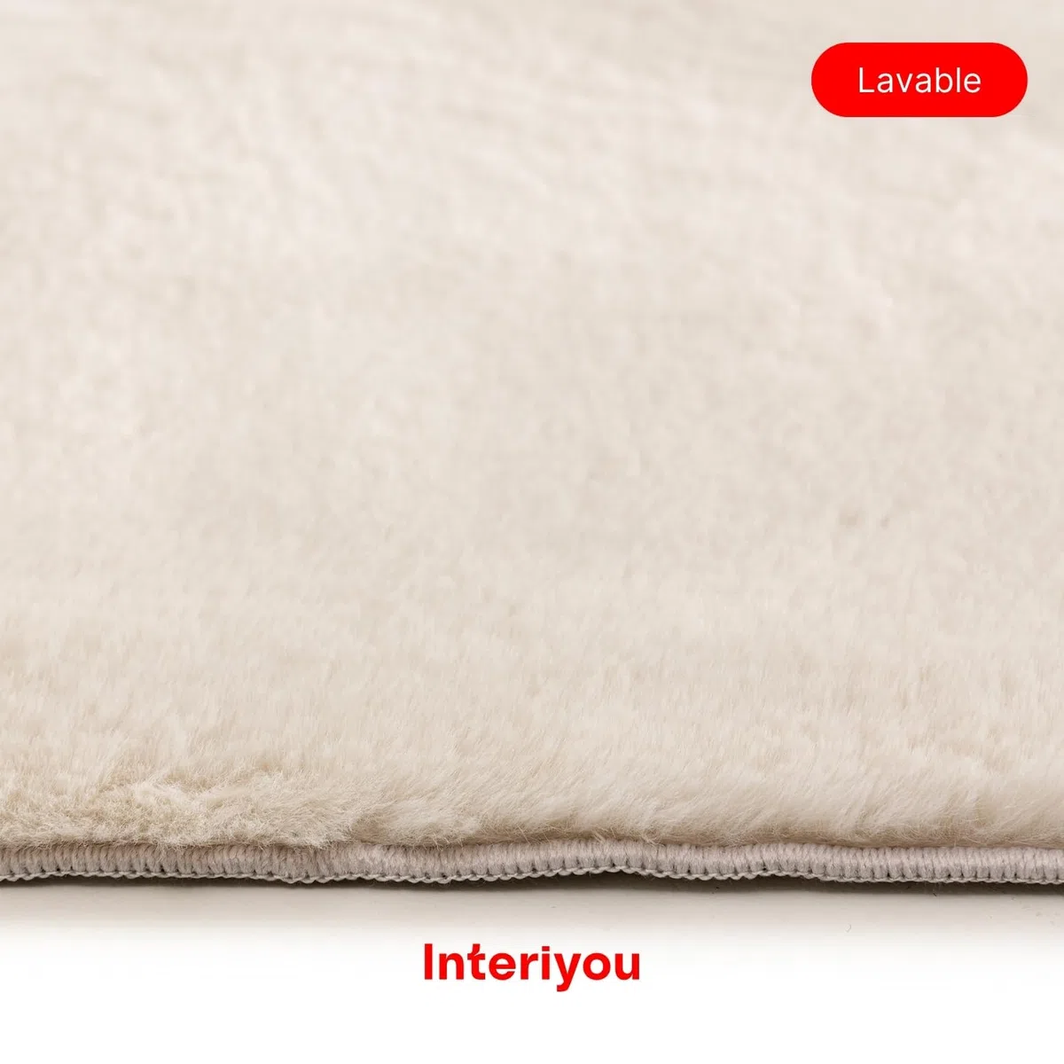 Interiyou Alfombra Salon Pelo Corto Fargo - 160x230 cm Beige - Felpa sintética esponjosa - Lavable y Antideslizante - Textura Suave Corta