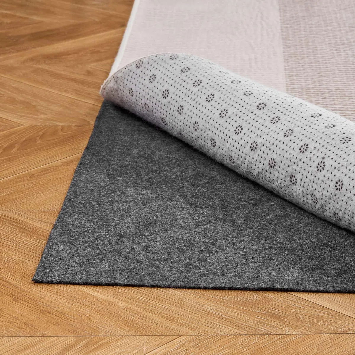 VEVOR Alfombrilla Antideslizante para Alfombras 243,84 x 304,8 cm, Base Antideslizante con Doble Superficie de Fieltro y Agarre de Goma, Protege Suelos y Mantiene Alfombras en Su Lugar, Gris Claro