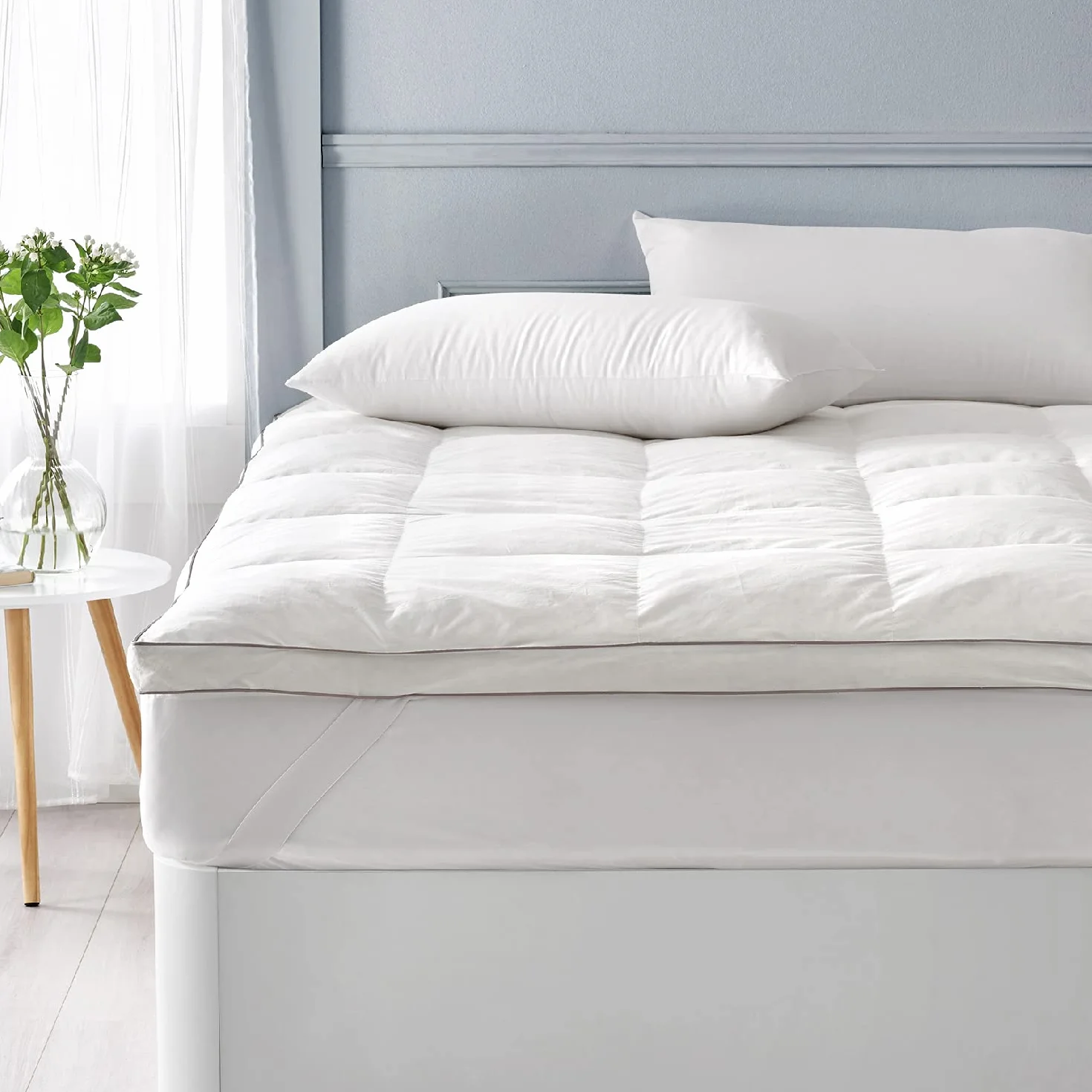 What the Sleep - Topper de Plumas 90x190 cm - Sensación Nube - Sobrecolchón Grosor 5 cm, Pluma 100%, Transpirable Gran Acogida, Extrasuave, Cubrecolchón