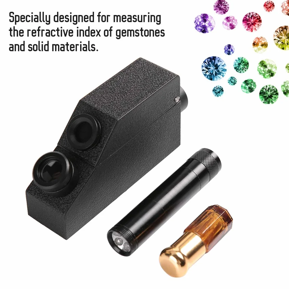 Refractómetro de Gemas, joyería RHG181 1.30-1.81 ldentificación de Gemas Profesionales Refractómetro de Gemas para Viaje de Gemologists/portátil Suitcase
