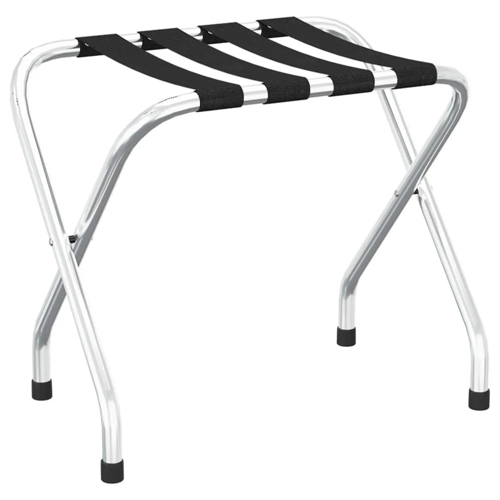 vidaXL Soporte para Maletas Taburete Equipaje Hoteles Almacenamiento Dormitorio Habitación Posadas Hostales Negro y Plateado 56x40x49 cm