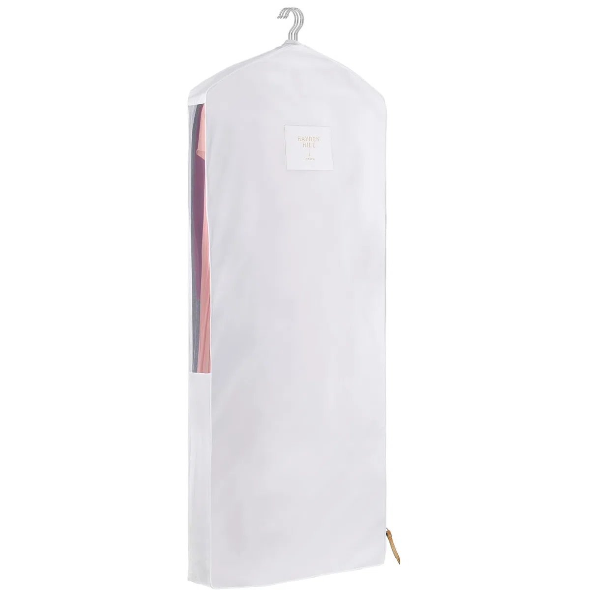 Hayden Hill Bolsa de almacenamiento de ropa de algodón de lujo | Larga de 58 pulgadas | Bolsa de vestir de algodón orgánico certificado | Transpirable | Para almacenamiento de vestidos largos y