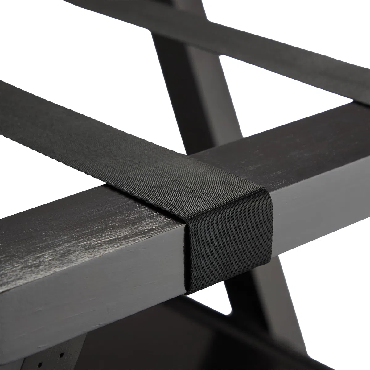 Relaxdays Soporte para Maletas, Plegable, Madera de Pino, 81x46x43 cm, Portamaletas para Hotel, Balda Adicional, Negro