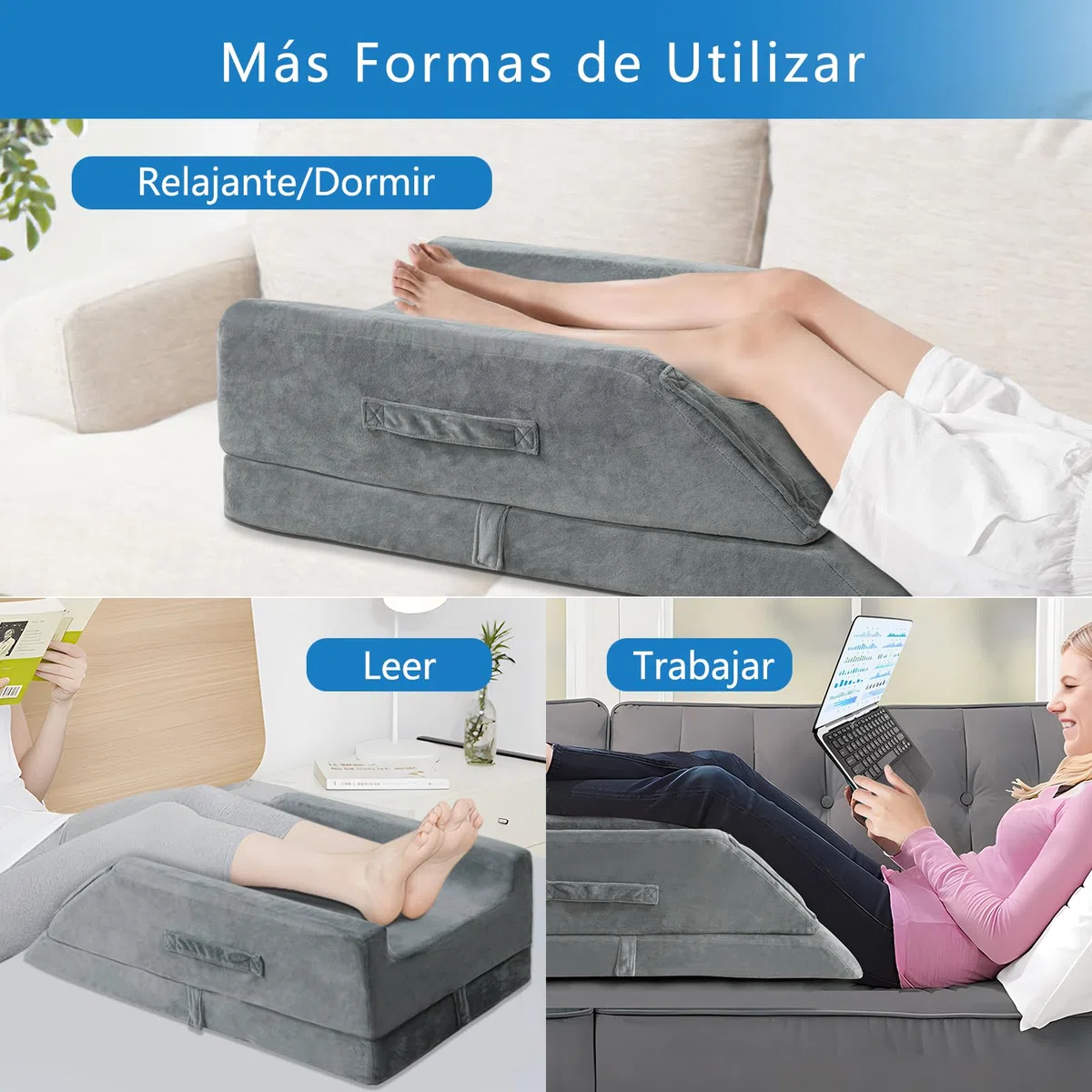 Cojín venoso ajustable en altura para elevar las piernas, cojín ergonómico para elevar las piernas, cojín para rodillas, para drenaje linfático, para descansar, piernas en caso de varices