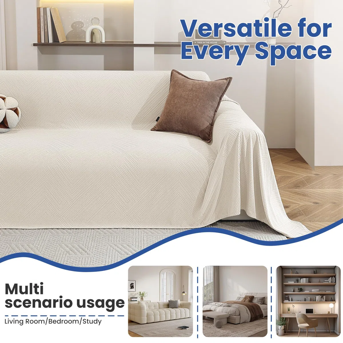 Ystyle Funda Sofa Chaise Long 2 Piezas, Funda Sofa Rinconera Antimanchas Lavable, Capa Sofa Antideslizante Universal, Protector De Sofa, Colcha Sofa Suave Cómoda, Crema (200x300+200x300 CM)