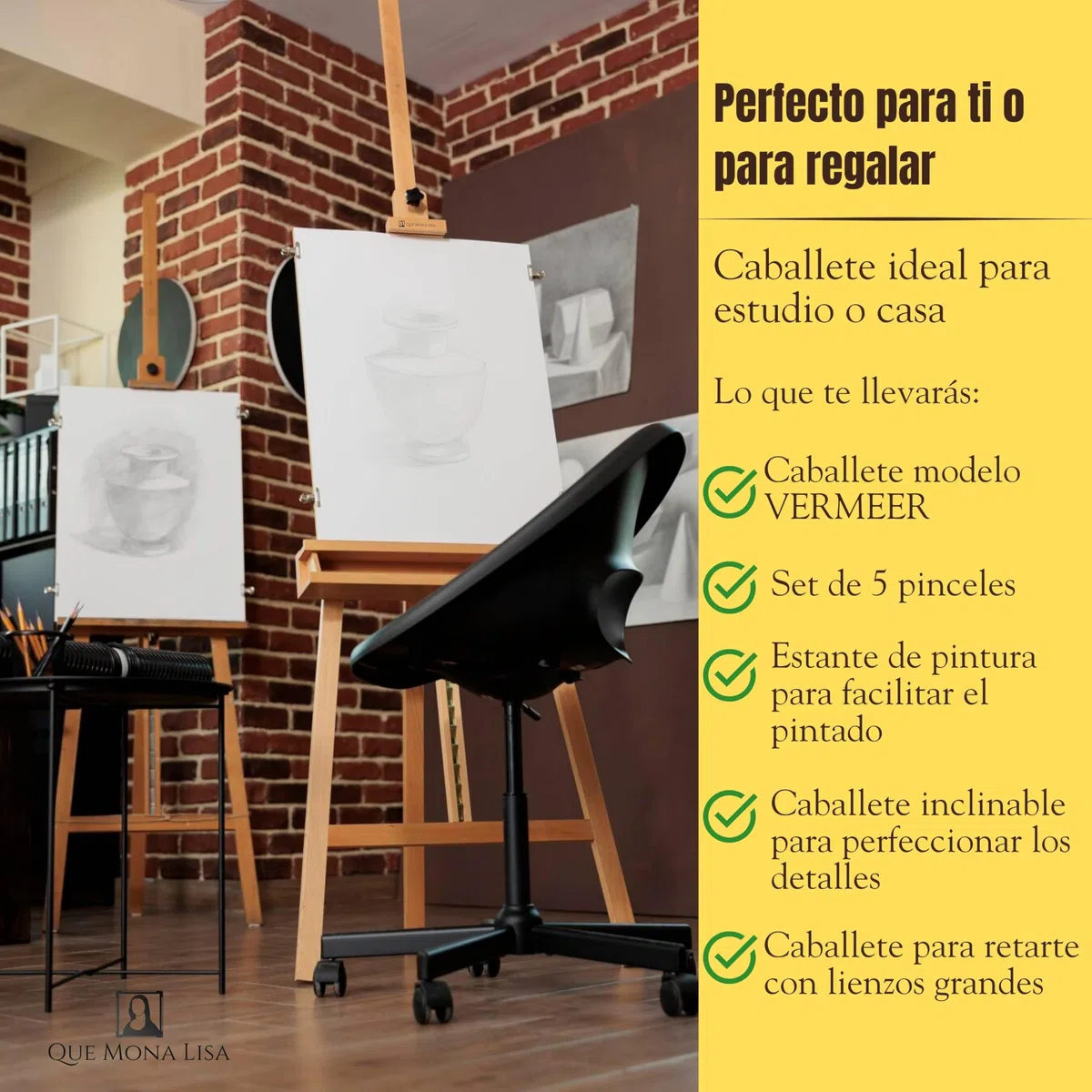 Caballete pintura profesional VERMEER Soporta lienzos grandes hasta 125 cm, Altura Ajustable desde 173-241 cm. Caballete Madera de Haya Fácil de Montar para Adultos, Artistas