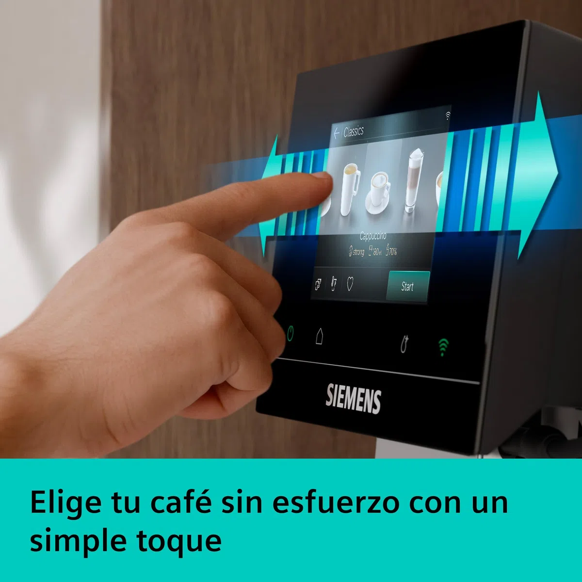SIEMENS, Cafetera Superautomática, EQ700 iAroma, pantalla táctil, Cold Brew y Slow Brew, App Home Connect, morning haze, TP725E01