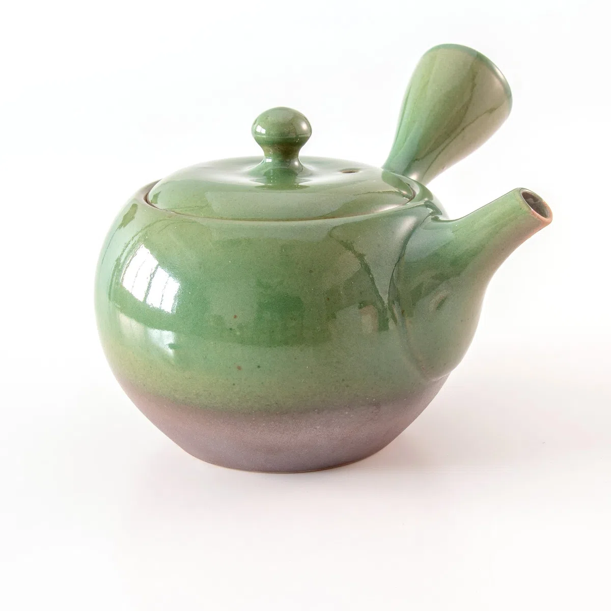 Asayu Japan Tetera Tradicional Kyusu - Midoriyu - Tamaño Mediano 360 ml, Esmaltada en Verde - Hecha en Japón (Tokoname-Yaki) - Ideal para Té Verde y Ceremonias del Té