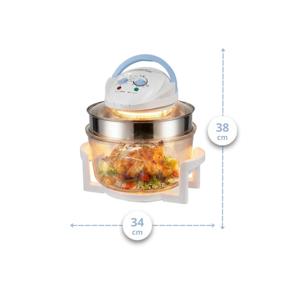 Horno de Convección Halógeno 1400 W 18 Litros con Aro extensor y accesorios Multifunción