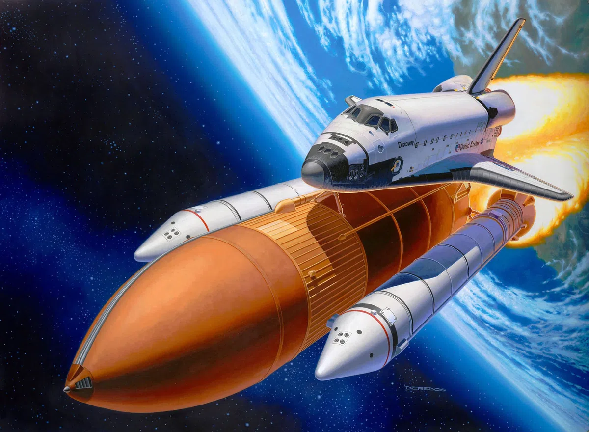 Revell - Space Shuttle Discovery & Booster, Kit de Modelo, Escala 1:144 (4736) (04736)