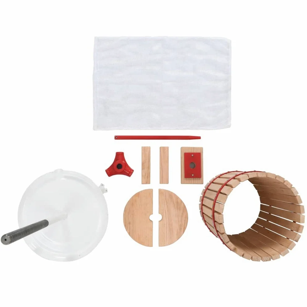 vidaXL Prensa de Vino y Fruta Mosto con Paño de Tela Utensilios Accesorios Cocina Comedor Bar Casa Hogar Menaje Preparación 24 L Madera Roble