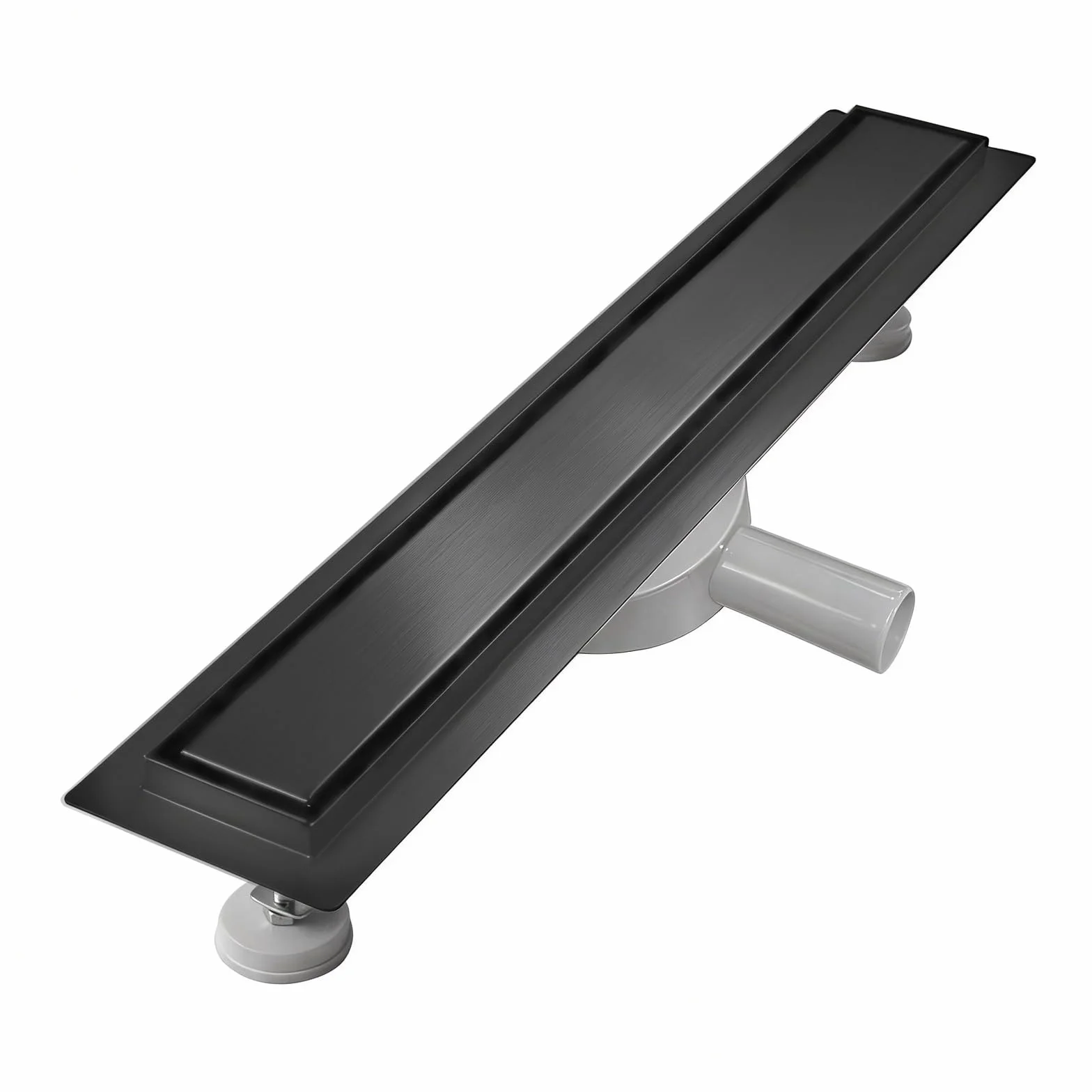 Canaleta Ducha 70cm, Negro 2 en 1 Sumidero Ducha con 360° Sifón Dispositivo Desodorante y Filtro de Pelo
