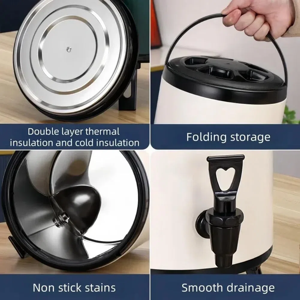 Barril de Acero Inoxidable de 6 litros para Conservación del, Apto para Aislamiento Térmico de Bebidas Calientes. Contenedor de Almacenamiento de Bebidas B
