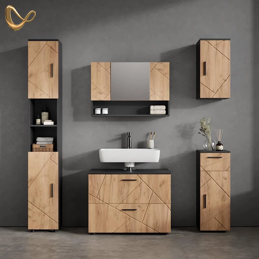 Livinity Armario de baño Ronco, Oro Power Roble/Antracita, 30 x 59 cm