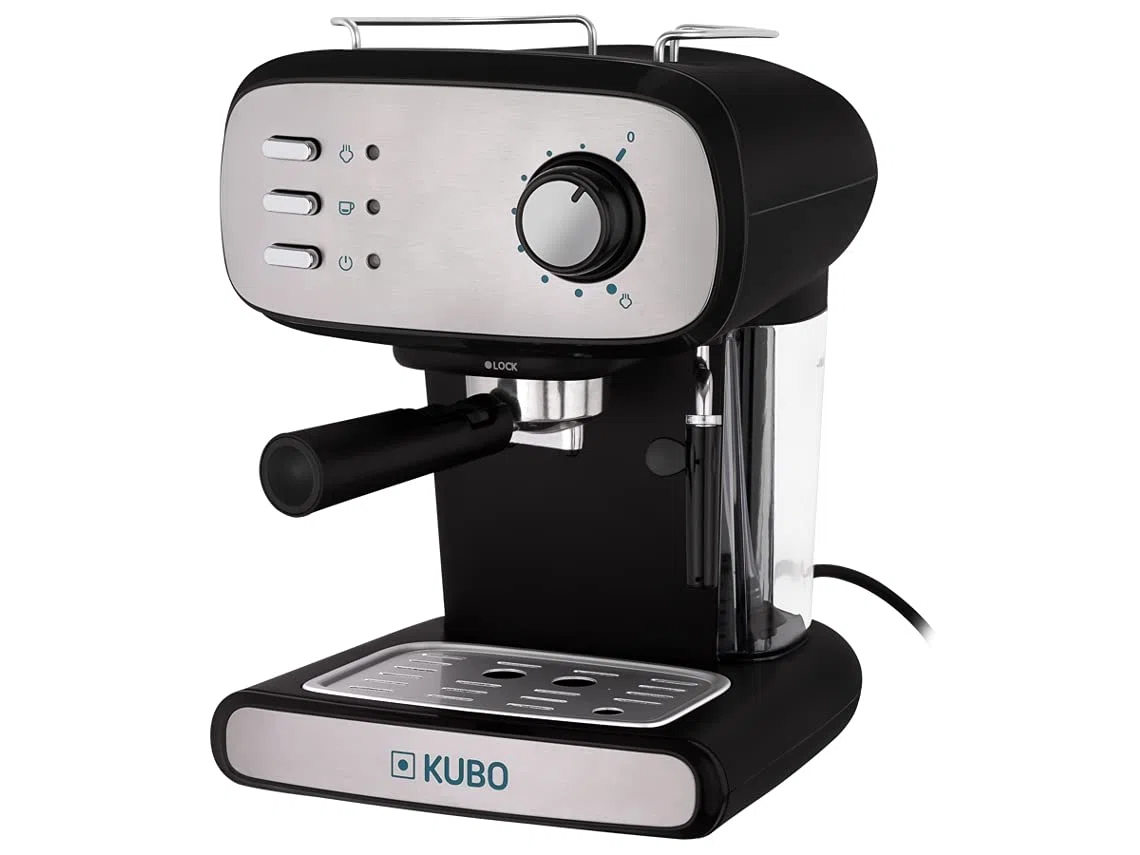 KUBO - Cafetera Espresso, Presión 15 bar, Depósito Agua 1.2L, 850W, Vaporizador para capuchino o bebidas con leche, Limpieza Fácil