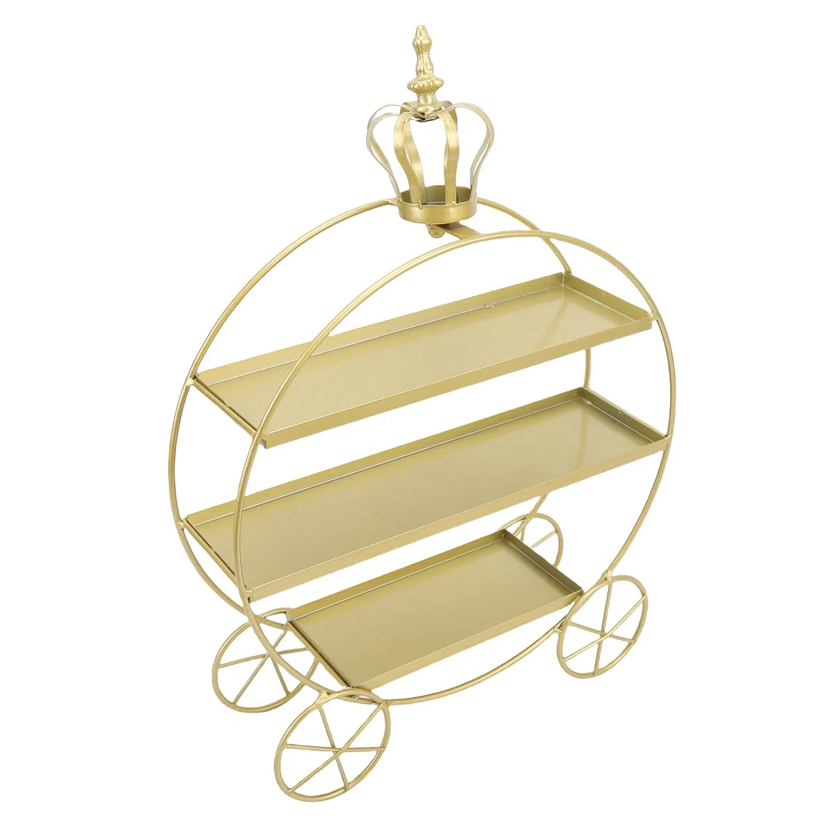 Fockety Soporte de 3 pisos para cupcakes, Expositor de metal dorado para cupcakes en carroza de princesa, Soporte personalizado para mesa de postres para decoración de fiestas de té (GOLD)