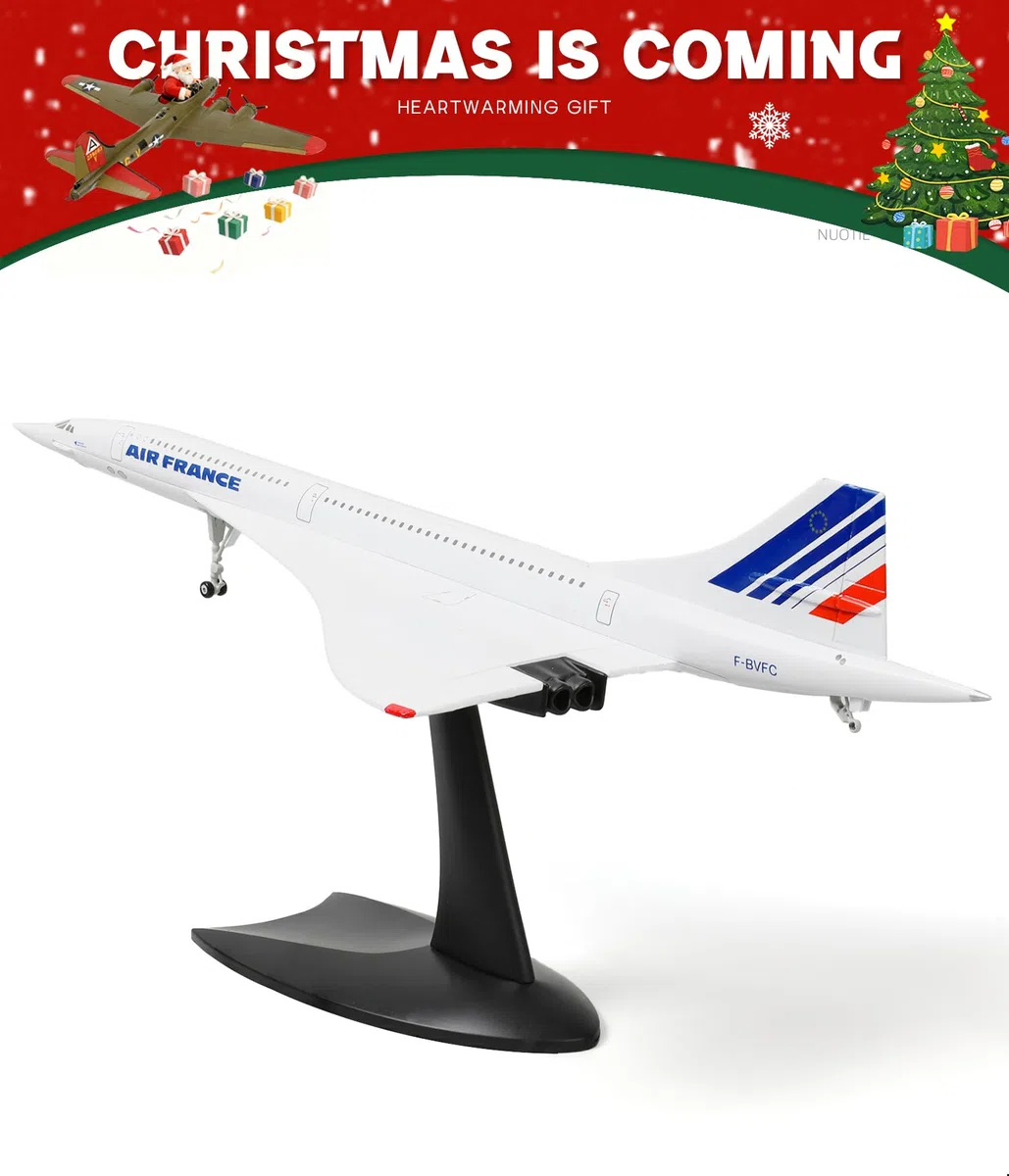NUOTIE 1/200 Concorde Modelo de Avión de Metal Fundido a Presión, Kit de Simulación de Exhibición, Dos Versiones Disponibles para Colección o Regalo (Air France)