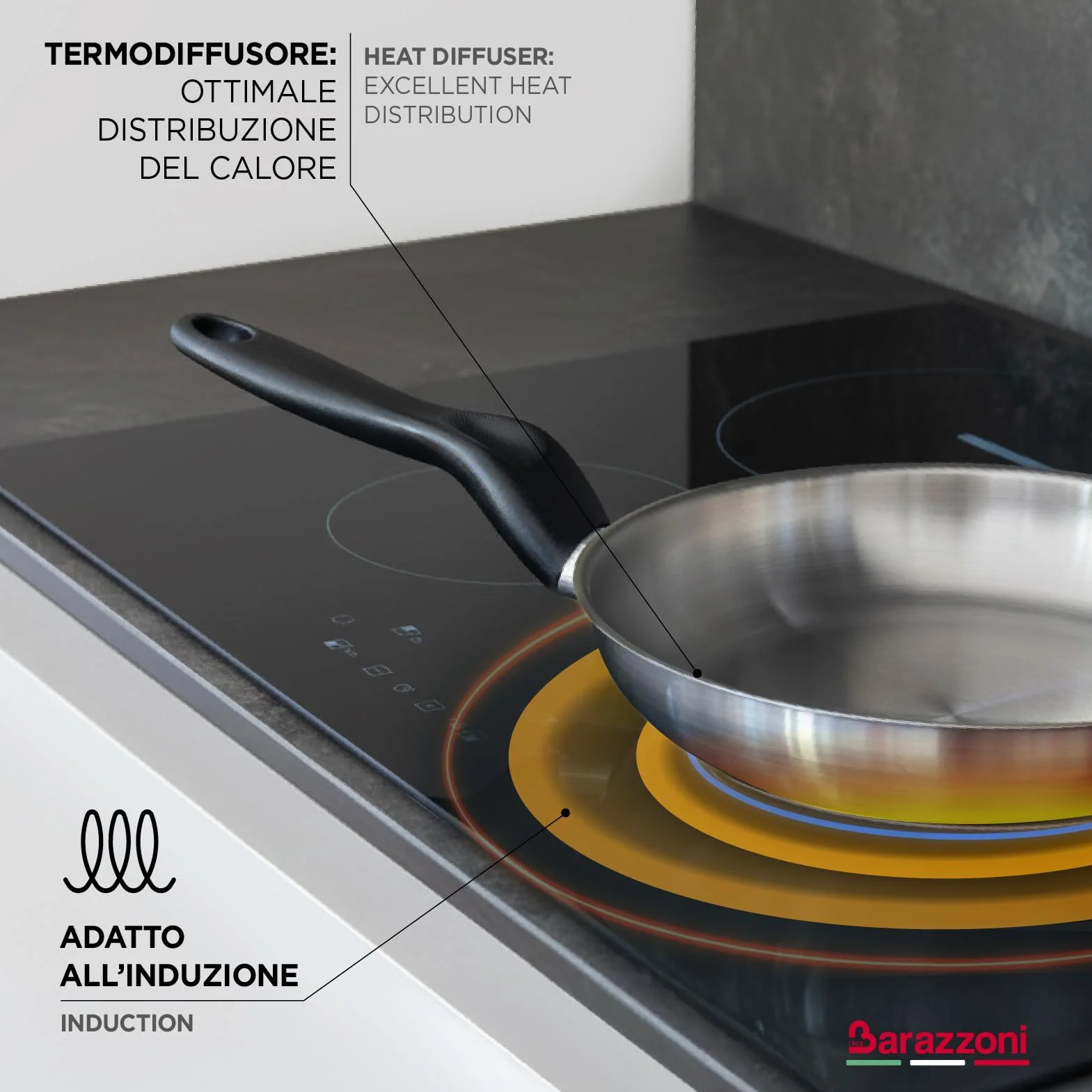 Barazzoni I Inoxidabili Wok, Acero, Plata, 28 cm