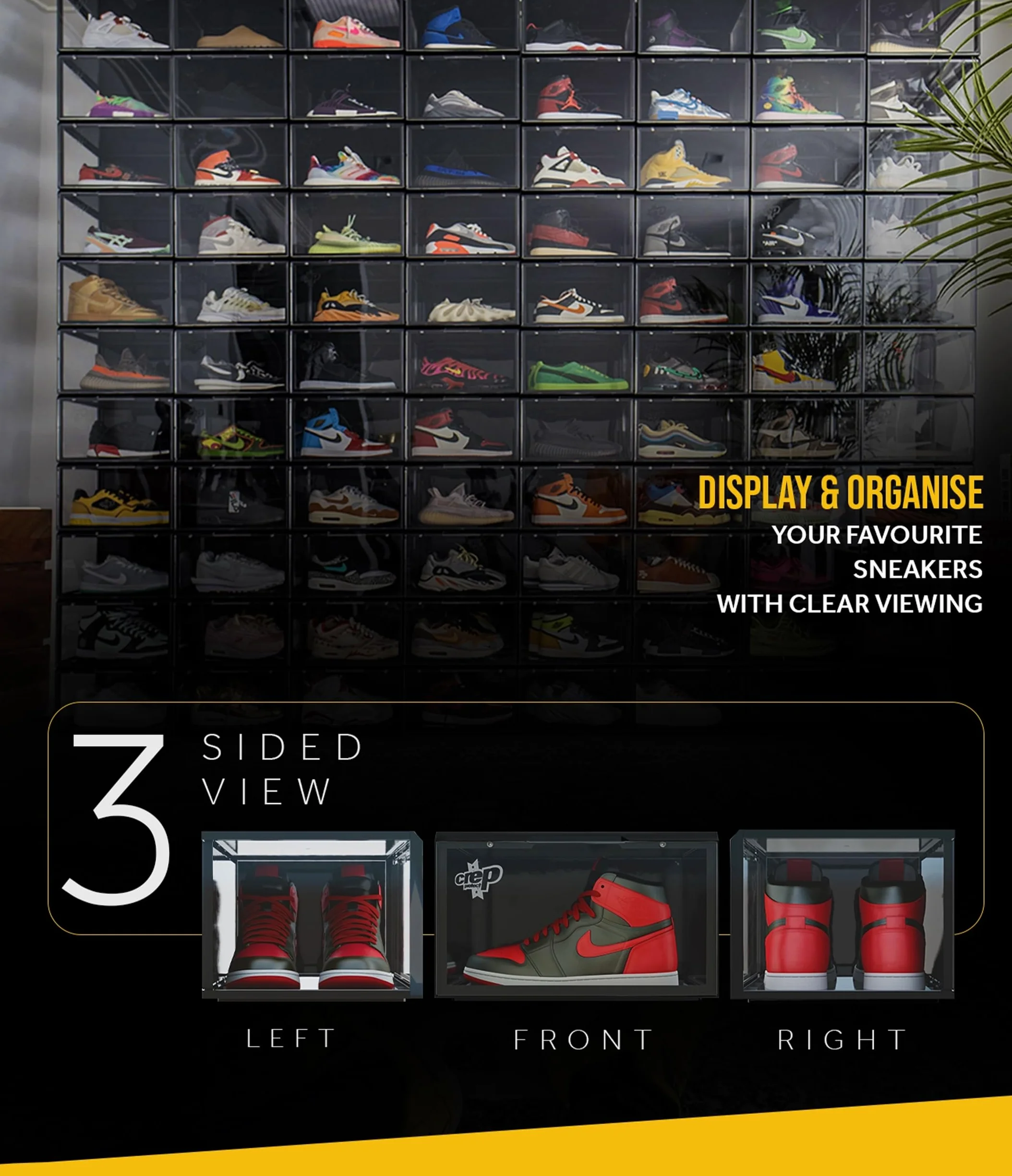 Crep Protect Caja de almacenamiento de zapatos - Ultimate Sneaker Crates 2.0, organizador de zapatos, cajas de zapatos apilables (2 cajas por paquete)