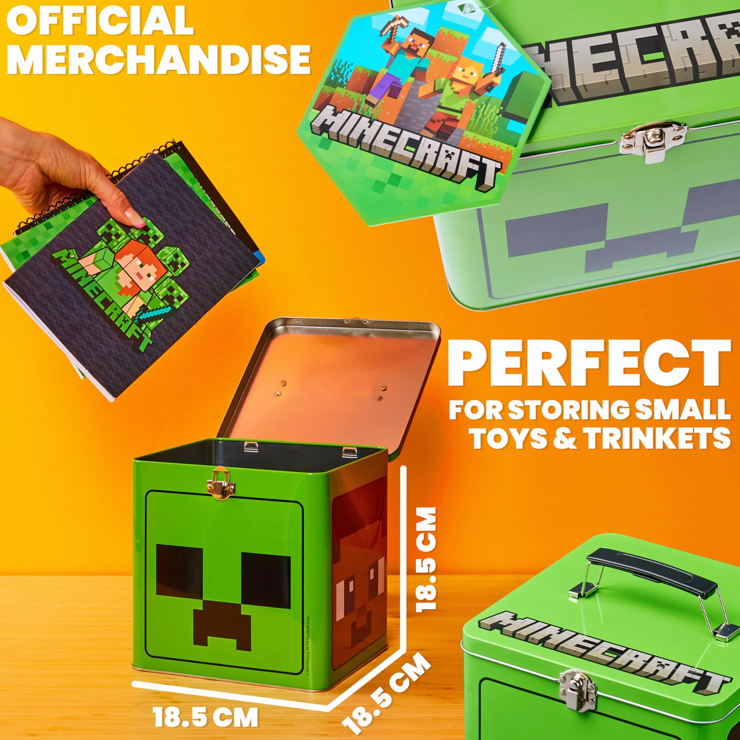 Minecraft Lata de Galletas para Niños, 18 x 18 cm - Lata decorativa para Galletas - Regalo Gamers