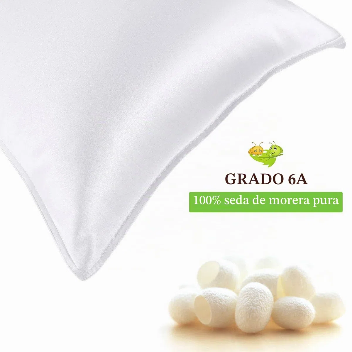 Fundas de Almohada de Seda 100% Morera Natural 20 Momme, Suaves y Cuidado de la Cabello Funda de Almohada de Seda 2 Piezas Blanco (50 * 90cm)