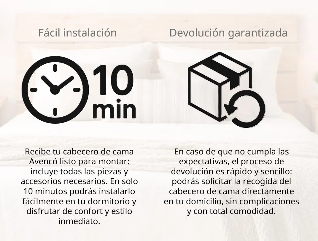 Silcar Home AVENCO - Cabecero de Cama de Madera Natural para Dormitorio - Cabecero Madera Maciza - Estilo Moderno y Sencillo - Fabricado en España (135 cm)