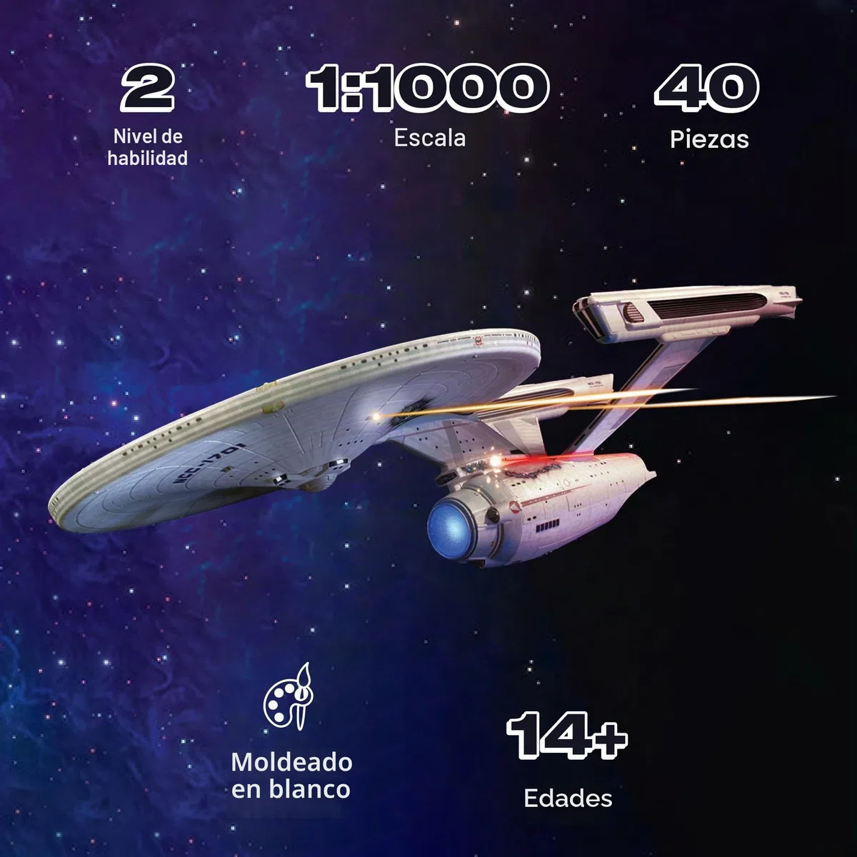 Polar Lights- Star Trek 1/1000 USS Enterprise Refit Wrath of Khan SnapIt 1:1000 EE.UU NCC-1701-Refit-Wrath Edition, Color Gris (Round 2,LLC POL974)