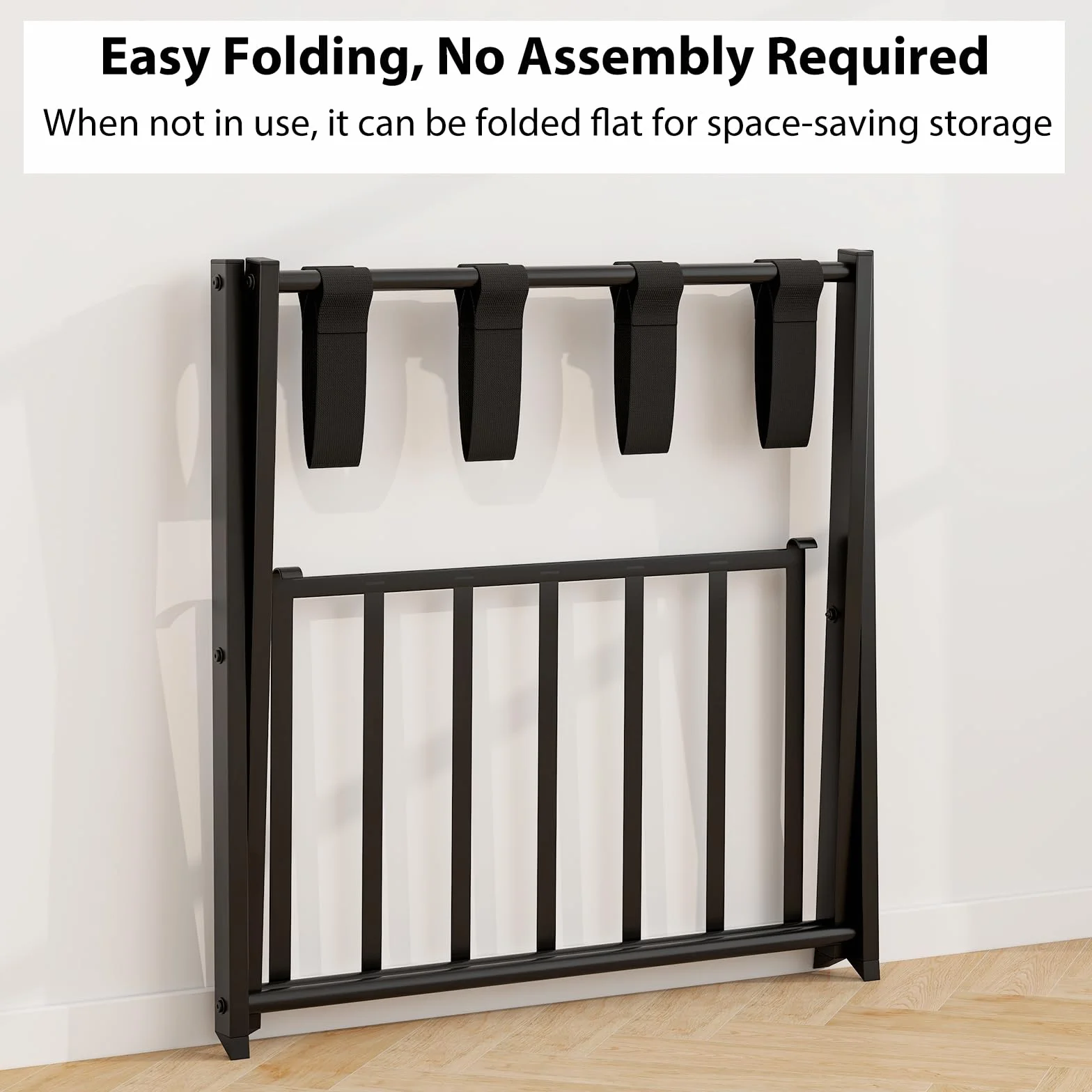 GIANTEX Portaequipajes Plegable simple, Portaequipajes de Metal para Ahorro de Espacio, Utilizar en Habitaciones, Hoteles, 68 x 43 x 58 cm (Negro)