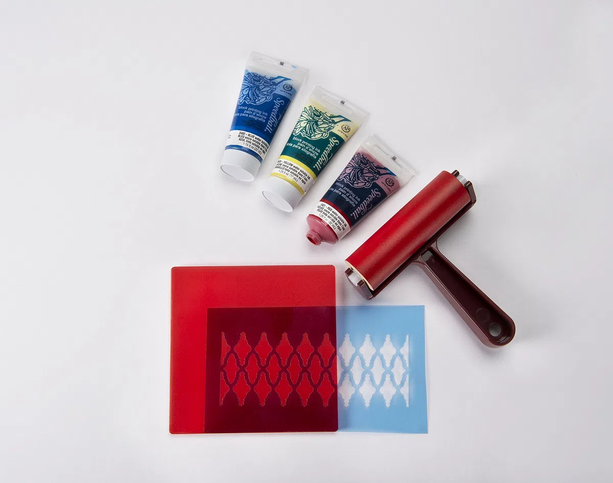 Speedball Kit de iniciación de monoimpresión, Placas de impresión de Gel, Tinta de impresión de Bloque Soluble en Agua, cursor de Goma Suave, retardador de Tinta de impresión en Bloque, Regalo de