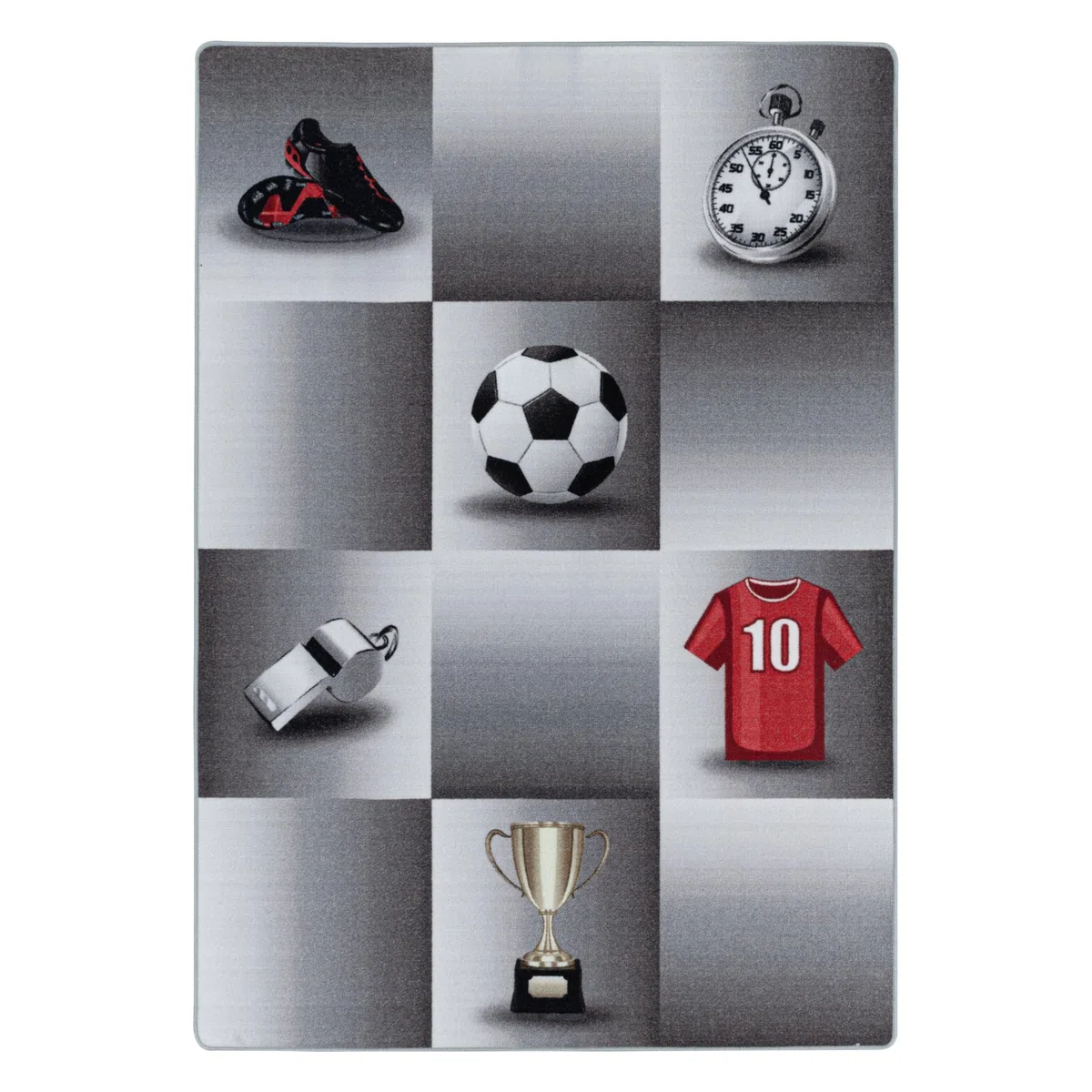 HomebyHome Alfombra para niños Pila Corta Diseño de la Copa de la Camiseta de fútbol Habitación de los niños de los bebés Suave y Lavable Rectangular Chico Gris, Color:Gris, Tamaño:160x230 cm